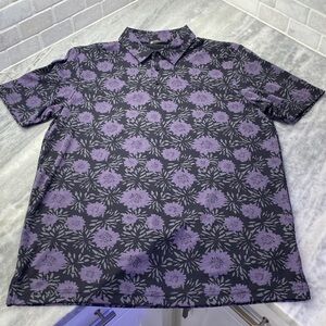 Travis Mathew Black and Purple Patterned Polo